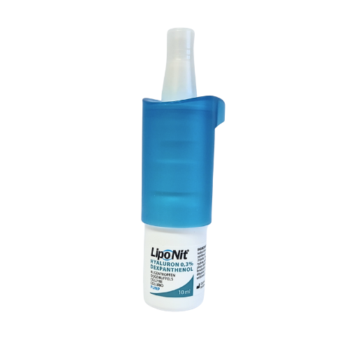 Verpackung und Fläschchen Lipo Nit®  Augentropfen Hyaluron 0,3%  Dexpanthenol 10ml