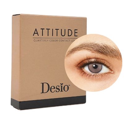 Desio™ Dreimonats-Farblinsen, 2-farbig | Mocha Mousse Mocha Mousse Farblinsen mit Verpackung und natürlichem Farbeffekt am Auge