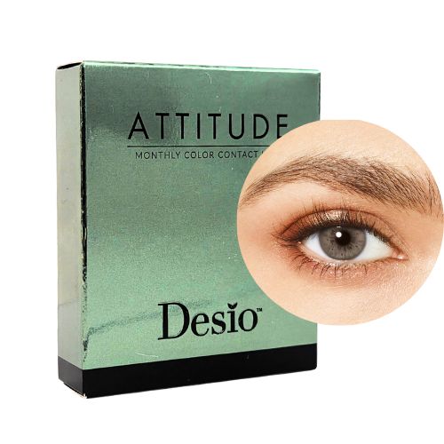 Timeless Grey Farblinsen mit Verpackung und natürlichem Farbeffekt am Auge