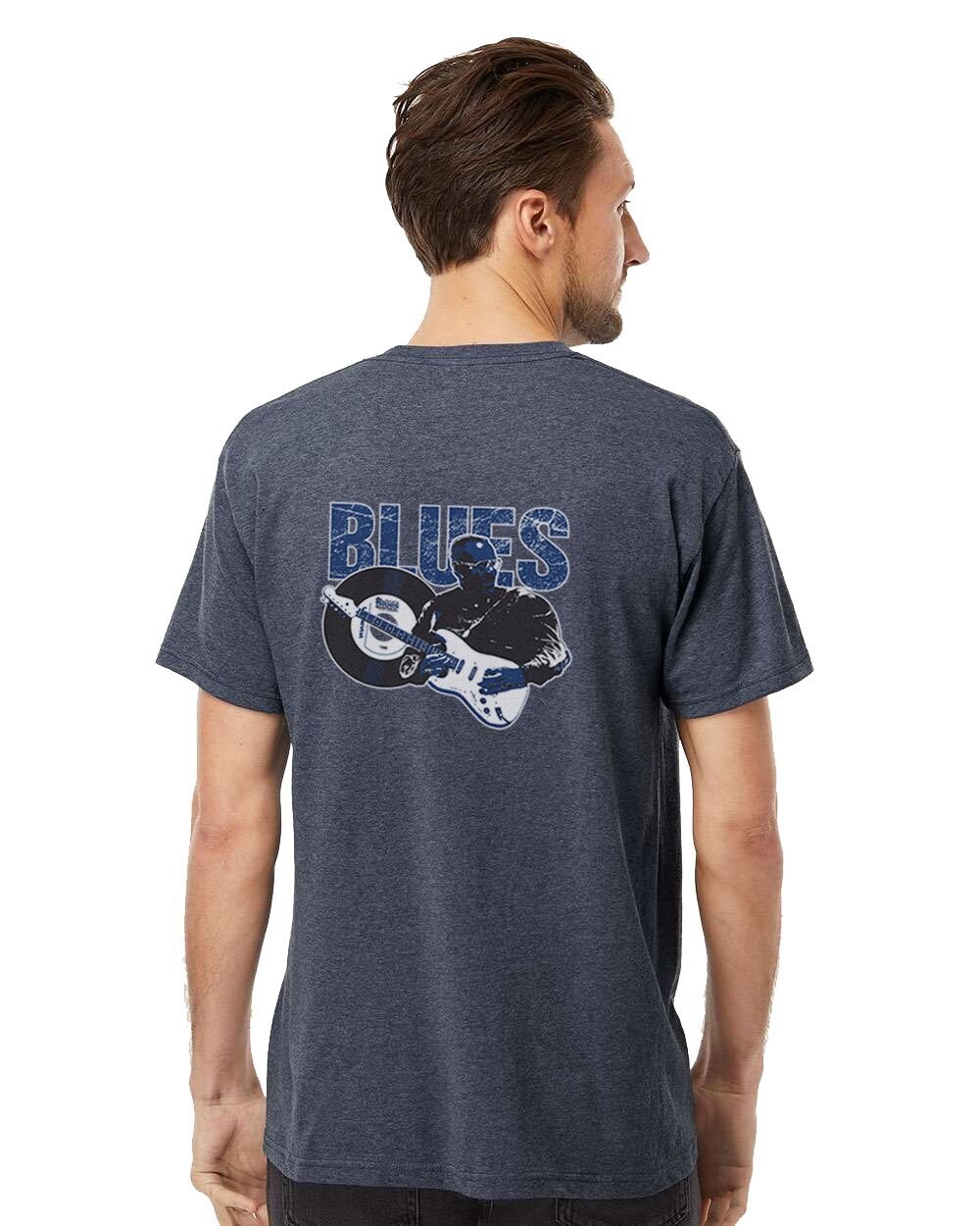 Heather Navy Blues Logo T-Shirt -  2 prints