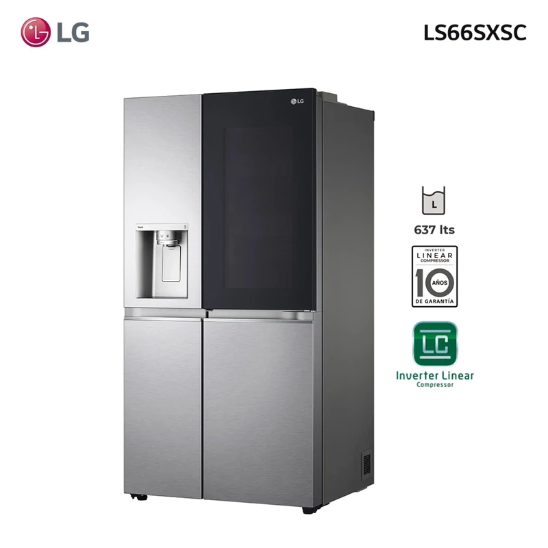Refrigerador LG inverter 637L Side by Side InstaView Cratf Ice™ y ThinQ™ LS66SXSC