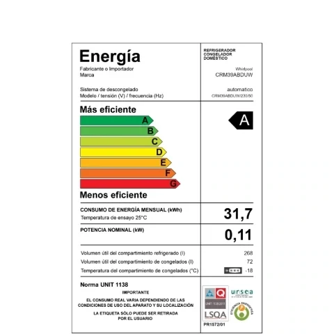Heladera Consul 361 L Blanca No Frost CRM39ABDUW