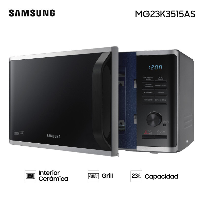 Microondas Samsung 23Lts 800W Grill MG23K3515AS