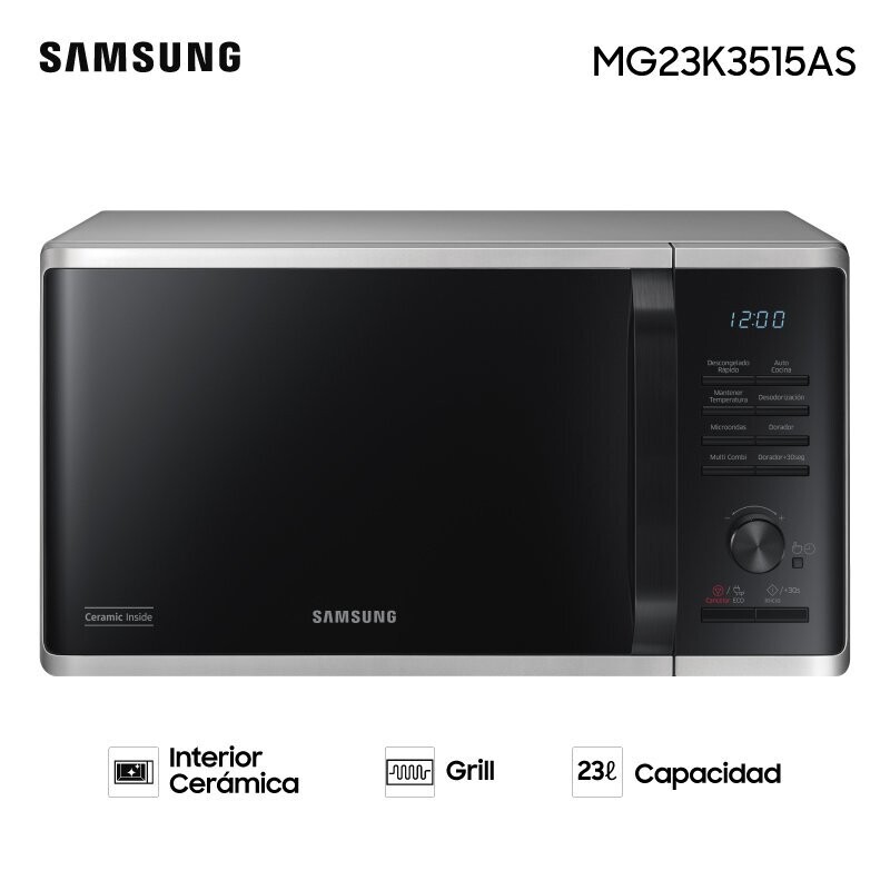 Microondas Samsung 23Lts 800W Grill MG23K3515AS