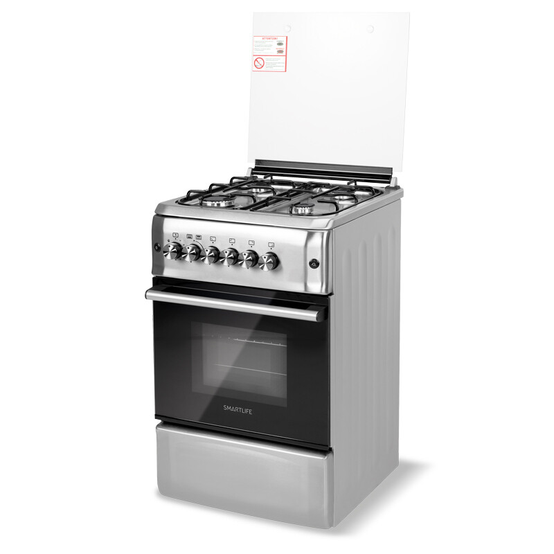 Cocina A Gas Smartlife Sl-ks5055g Frente Inox Grill Gas Color Gris