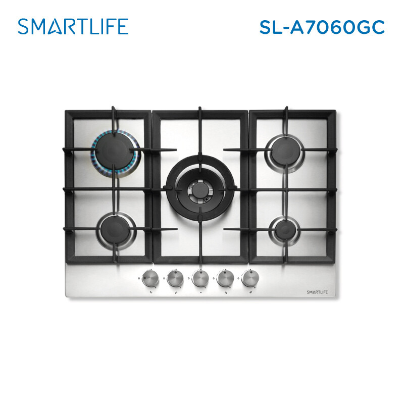 Anafe A Gas Smartlife 5 Hornallas 70x60cm Inox C/encendido SL-A7060GC