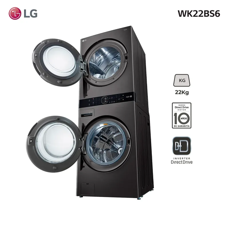 Torre de lavado y secado LG 22Kg WK22BS6