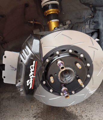 Titanium brake pad shims for Toyota Supra MK4