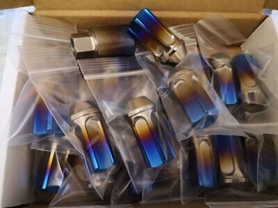 Titanium locking lug nuts for Lexus RC F / GS F aftermarket wheels, 40mm long, closed end (fits Toyota, Mazda and Honda)