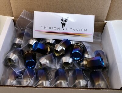 Yperion Titanium Closed ended lug nuts for Toyota Corolla GR (for wheels with conical seats), 35mm long