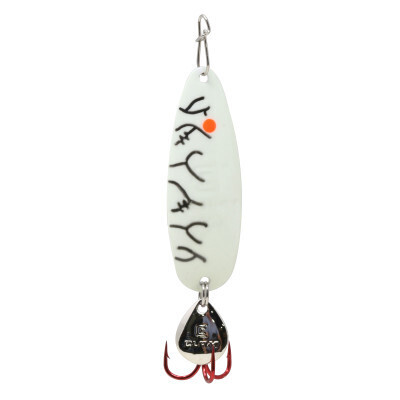CLAM RIBBON LEECH FLUTTER SPOON 1/8OZ WHITE LIGHTNING