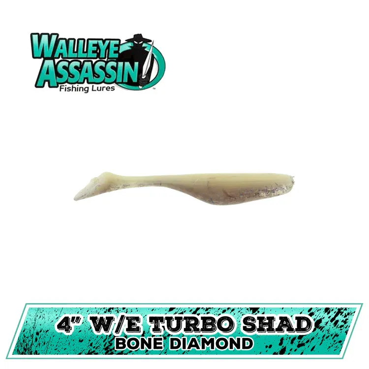 Walleye Assassin Turbo Shad 4" Bone Diamond 