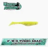 Walleye Assassin Turbo Shad 4" Limetreuse Ghost
