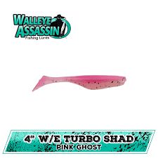 Walleye Assassin Turbo Shad 4" Pink Ghost