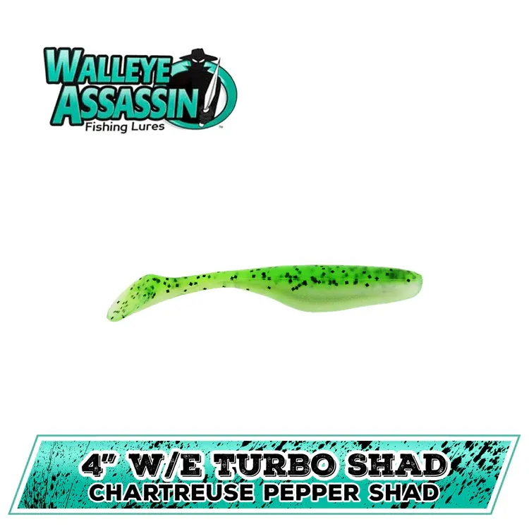WALLEYE TURBO SHAD 4"CHART.PPR BASS ASSASSIN