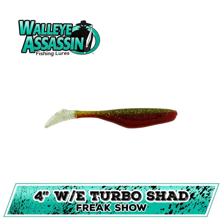 WALLEYE TURBO SHAD 4"FREAKSHOW BASS ASSASSIN FREAK SHOW