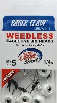 EAGLE CLAW WEEDLESS EAGLE EYE JIG HEADS 1/4OZ PEARL WHITE