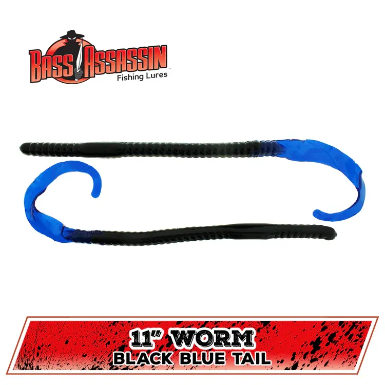 bass assassin  worm  11 black/blue tail