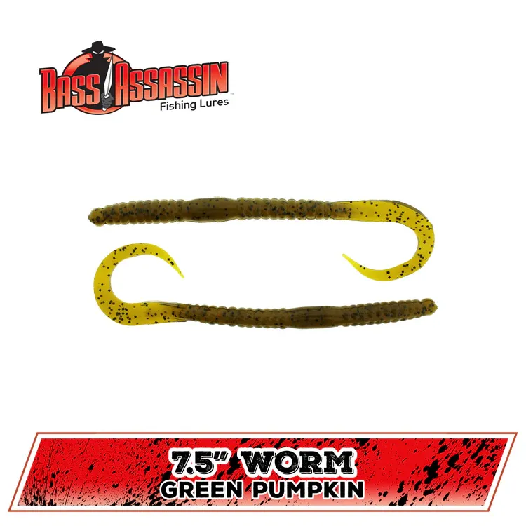 bass assassin  worm  7.5  green pumpkin