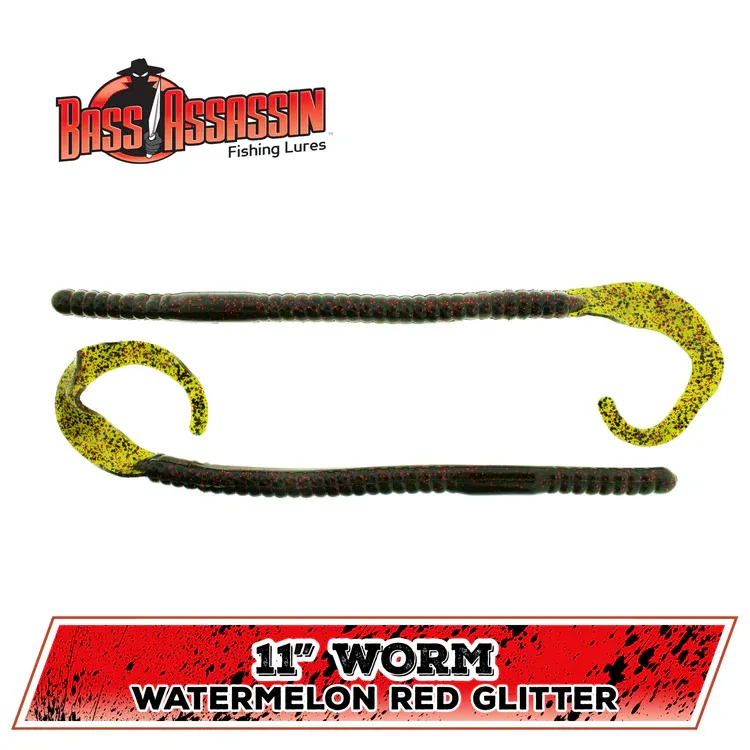 bass assassin  worm  11 watermelon/red
