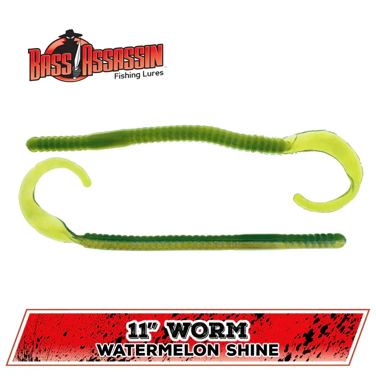 bass assassin  worm 11 watermelon shine