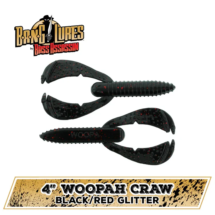 bass assassin woopah craw 4" black/red gl
