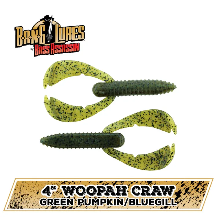 bass assassin woopah craw 4" green pump/blue gl