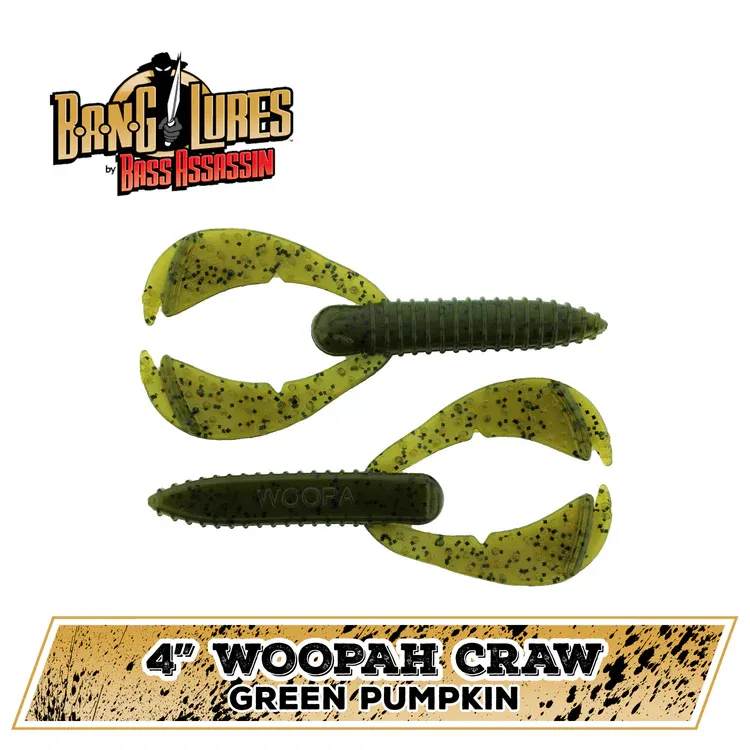 bass assassin woopah craw 4" green pumpkin