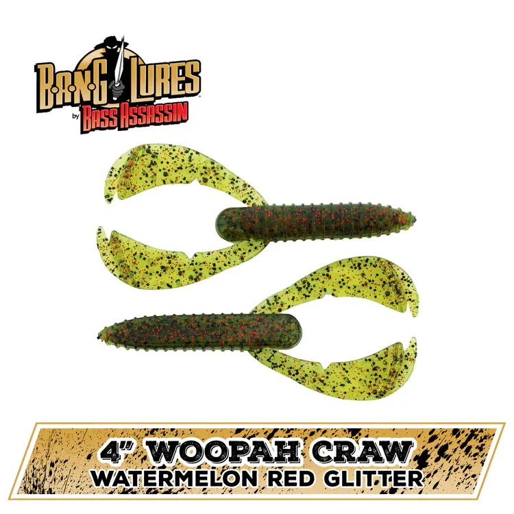bass assassin woopah craw 4" wmelon/red