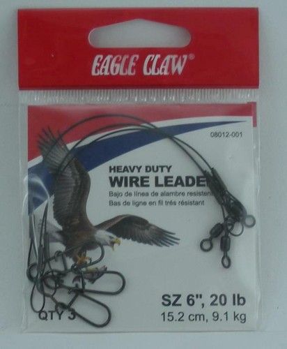 EAGLE CLAW B.B. STL. LEADER 3PK 6" 20#