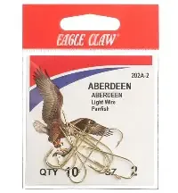 Eagle Claw Aberdeen Light Wire Panfish #2 Gold Qty 10