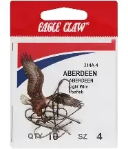 Eagle Claw Lazer Sharp Aberdeen Light Wire Panfish #4 Red Qty 10