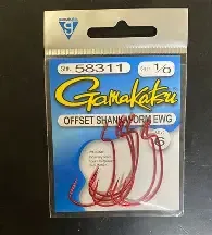 Gamakatsu Offset Shank Worm EWG #1 Red Qty 6