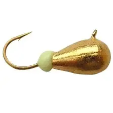 Fiskas Wolfram Jigs 4mm Gold w/ Chart. Glow Bead 