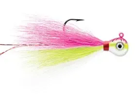 VMC Bucktail Jig 1/8 Pink FIre UV, BKJ18PFU