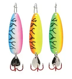 panfish leech flutter spoon 1/32 glow