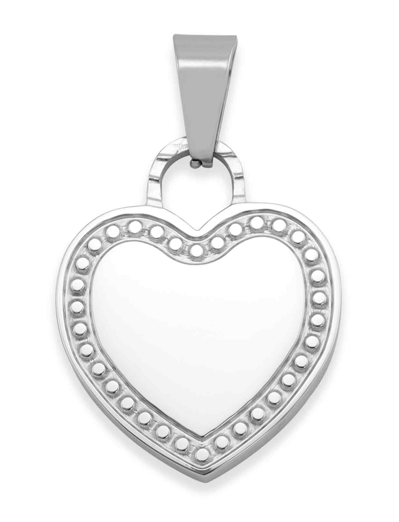 Detailed stainless steel pendant incl chain