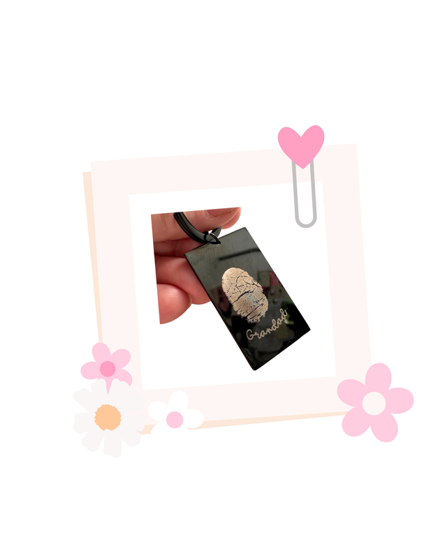Black metal keyring