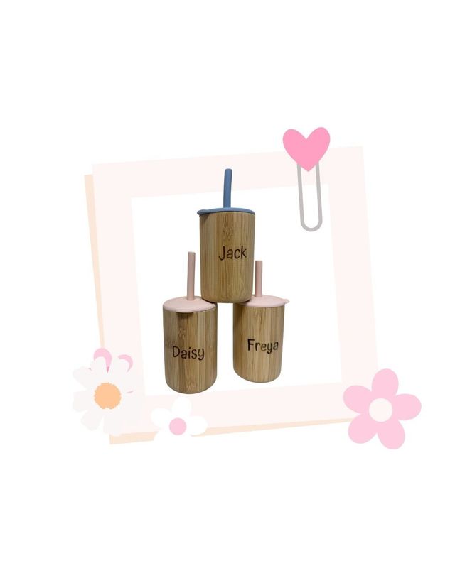 Bamboo Silicone Straw Cups