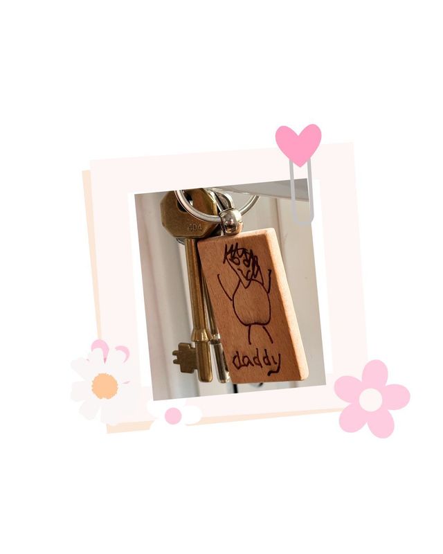 Wooden rectangle keyring