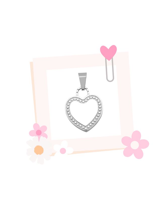 Detailed stainless steel pendant incl chain