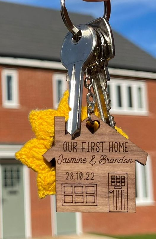 Personalised new home keyrings x2