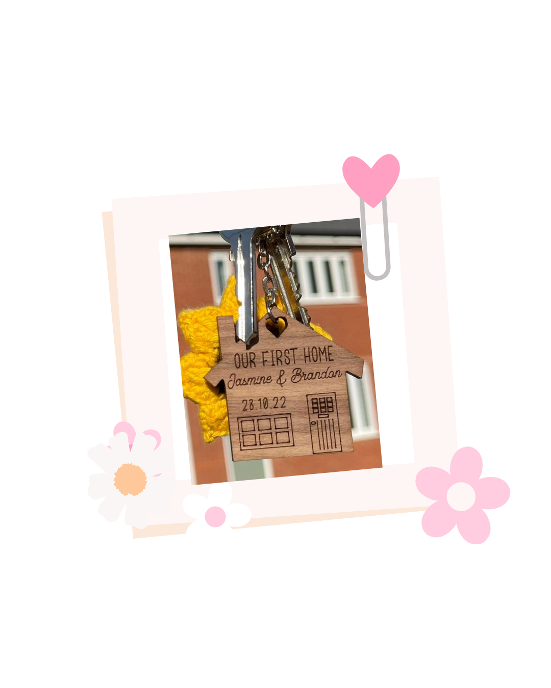 Personalised new home keyrings x2