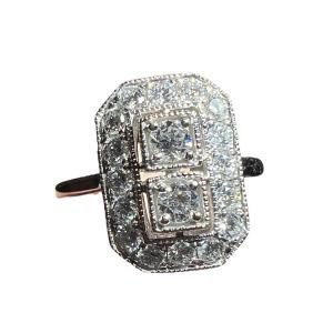Bague diamants pavage 0,87 carat , bague or blanc 18 carat