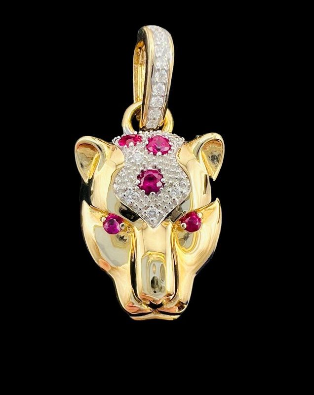 Pendentif En Or 18 Carat Serti Rubis Et Diamants