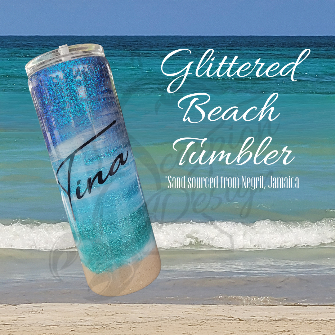 Glittered Beach Tumbler