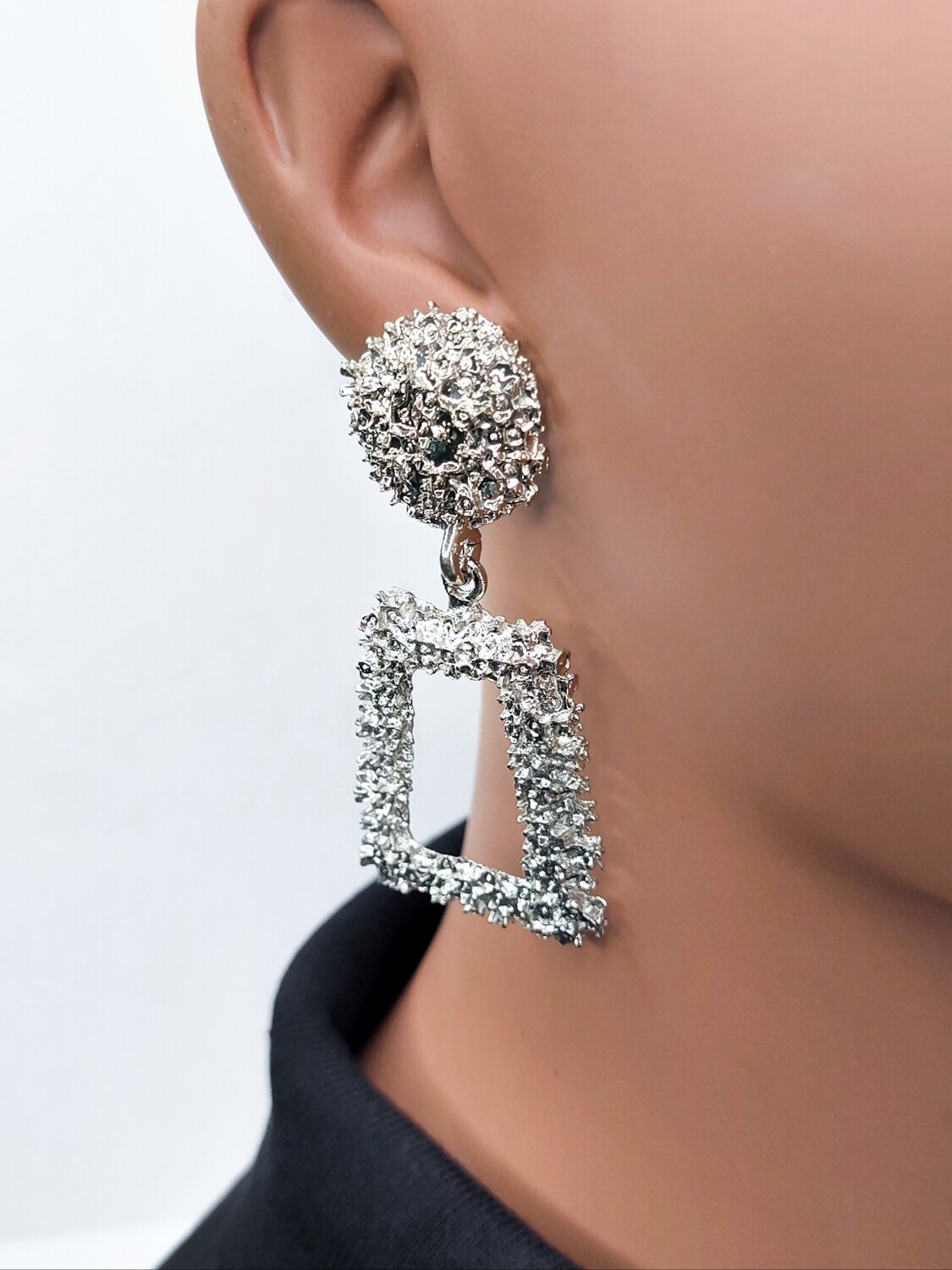 Silver drop earring