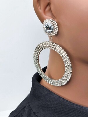 Round Crystal-Inspired earring - Silver