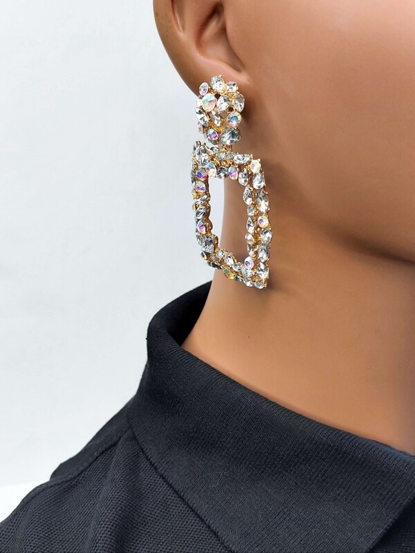 Square Swarovski-Inspired earring - Iridescent