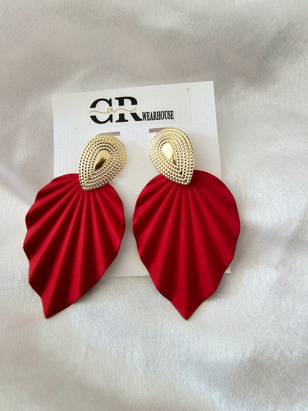 Tropical Palm Earrings - RED